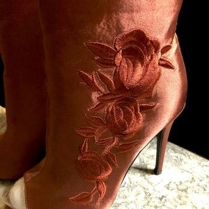 Simmi London Brown (Copper) Satin Peep Toe Boots